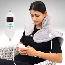 HEATRONICS® Weighted Heating Pad for Neck and Shoulder Pain, Cervical Pain & Frozen Shoulder Relief | Analog | 3 Heat Settings | Universal Fit | Gift for Women Men Mom Dad (Grey) | 1 year warranty | Online Demostration & Intallation | Made in India.