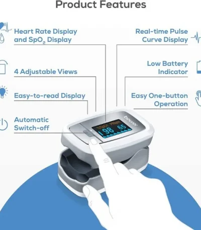 Beurer PO60 Pulse Oximeter Fingertip Oximeter with Bluetooth connectivity