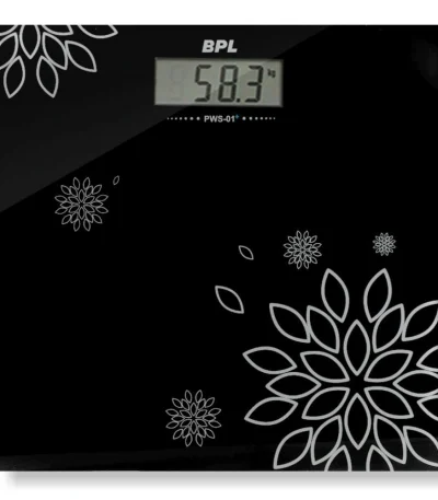 BPL Medical Technologies PWS-01+ Personal Weighing Scale for Highly Accurate Digital Bathroom Body Scale, Precisely Measures Weight Up to 180Kg – Black