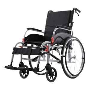 Karma Agile F24 125kg Aluminium Black & Grey Foldable Wheelchair with Dual Breaks & Flip-Up Armrests